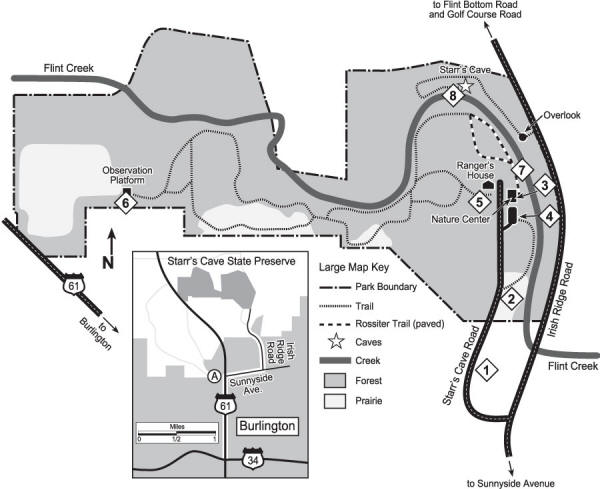 Figure 1. Starr’s Cave State Preserve birding areas