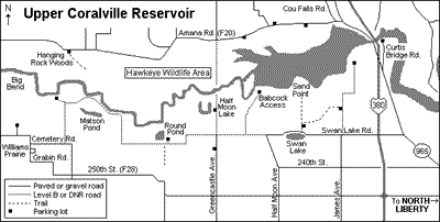 Upper Coralville Reservoir - map by Jim Scheib
